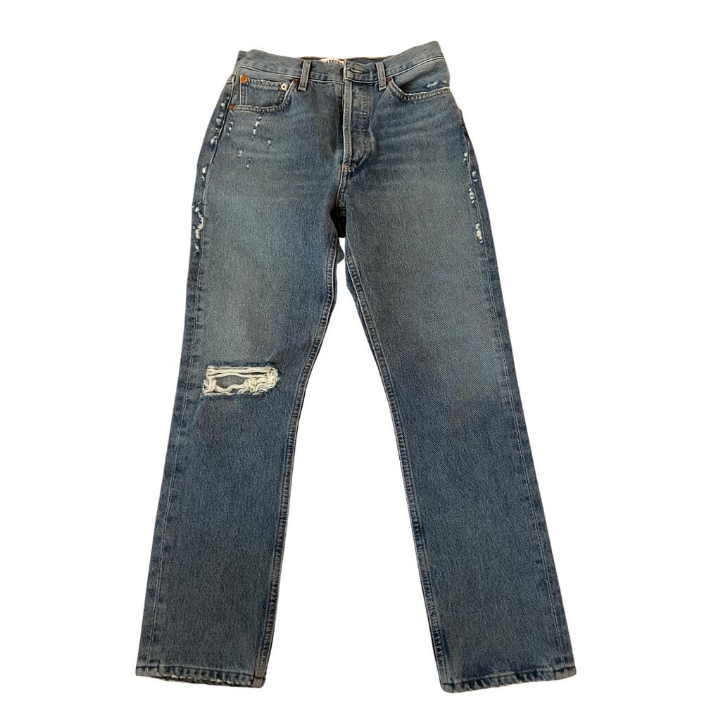 Agolde High Rise Straight Leg Jeans Women's Size 23 Blue Denim